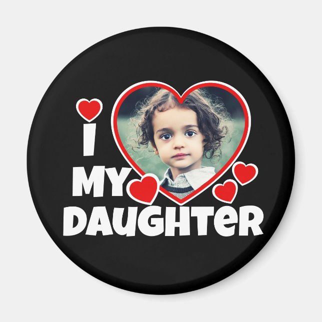 I Heart My Daughter Personalized Photo Magnet (Front)