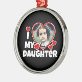 I Heart My Daughter Personalized Photo Metal Ornament (Left)
