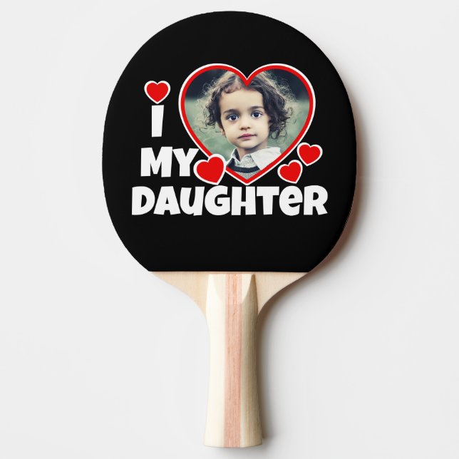 I Heart My Daughter Personalized Photo Ping Pong Paddle (Front)