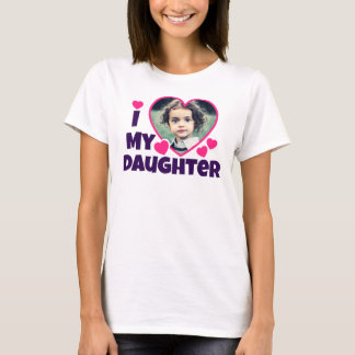 I Heart My Daughter Personalized Photo Pink T-Shirt