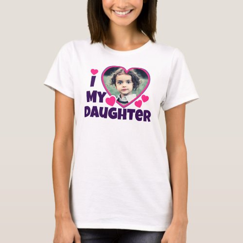 I Heart My Daughter Personalized Photo Purple T_Shirt