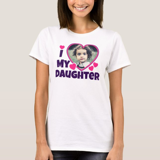 I Heart My Daughter Personalized Photo Purple T-Shirt (Front)