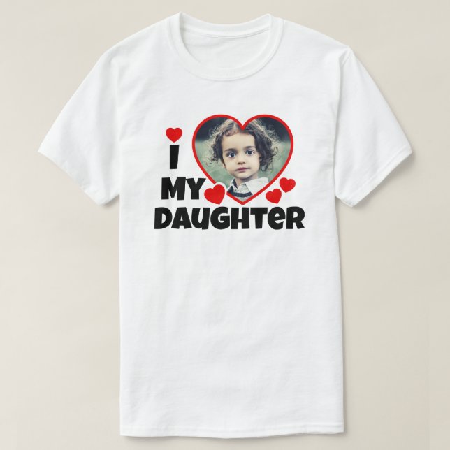 I Heart My Daughter Personalized Photo T-Shirt (Design Front)