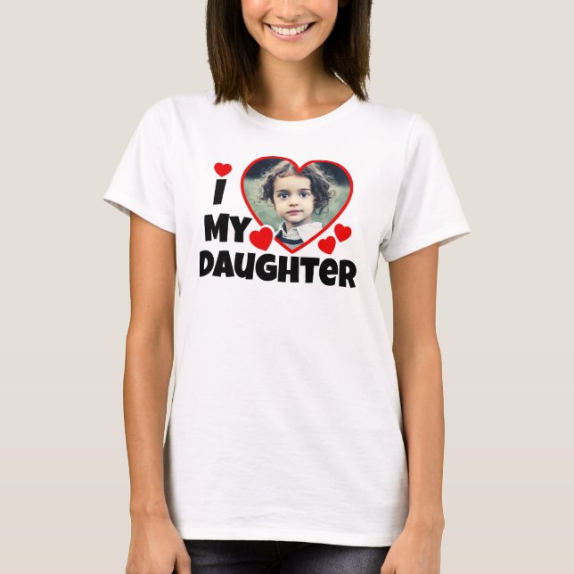 I Heart My Daughter Personalized Photo T-Shirt (Front)