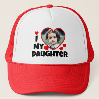 I Heart My Daughter Personalized Photo Trucker Hat