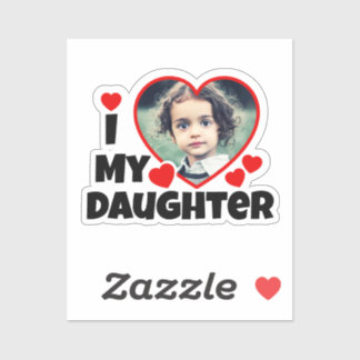 I Heart My Daughter Personalized Photo Vinyl Cut Sticker