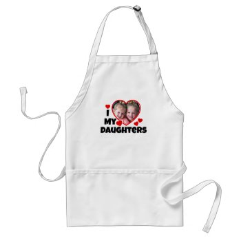 I Heart My Daughters Personalized Photo Adult Apron by ironydesignphotos at Zazzle