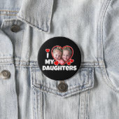 I Heart My Daughters Personalized Photo Black Button (In Situ)