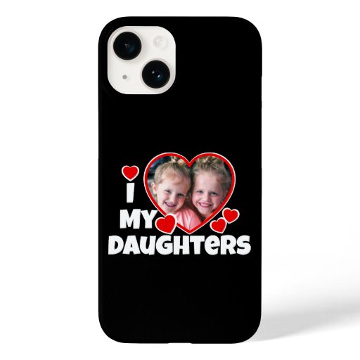 I Heart My Daughters Personalized Photo Black Case-Mate iPhone 14 Case