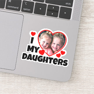I Heart My Daughters Personalized Photo Contour Sticker