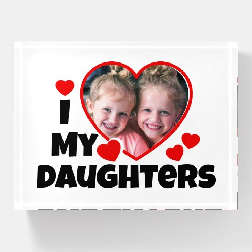 I Heart My Daughters Personalized Photo Paperweight