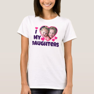 I Heart My Daughters Personalized Photo Pink T-Shirt
