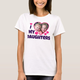 I Heart My Daughters Personalized Photo Pink T-Shirt