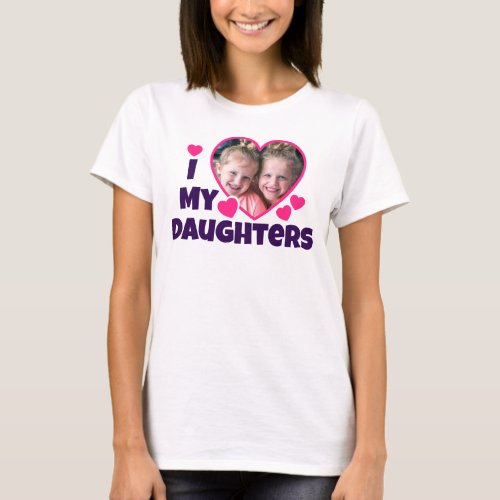 I Heart My Daughters Personalized Photo Pink T_Shirt
