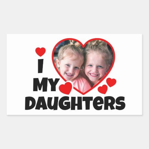 I Heart My Daughters Personalized Photo Rectangular Sticker