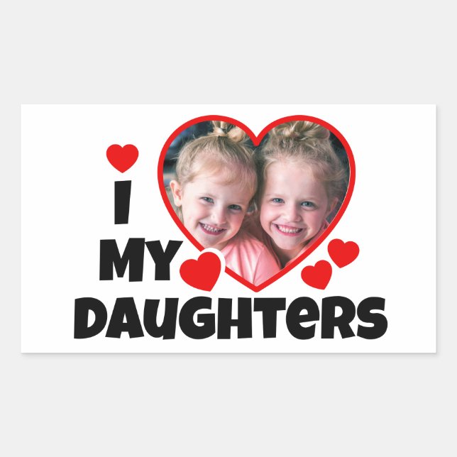 I Heart My Daughters Personalized Photo Rectangular Sticker (Front)