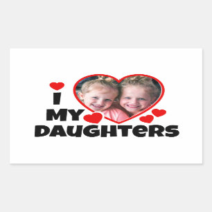 I Heart My Daughters Personalized Photo Rectangular Sticker