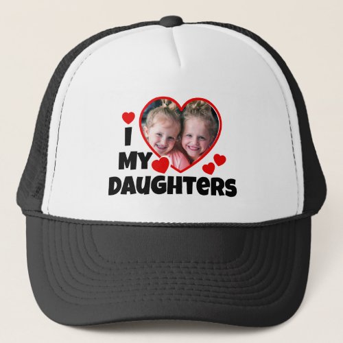 I Heart My Daughters Personalized Photo Trucker Hat
