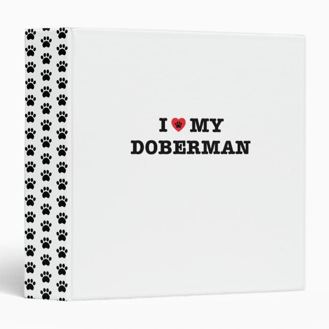 I Heart My Doberman 3-Ring Binder (Front/Spine)