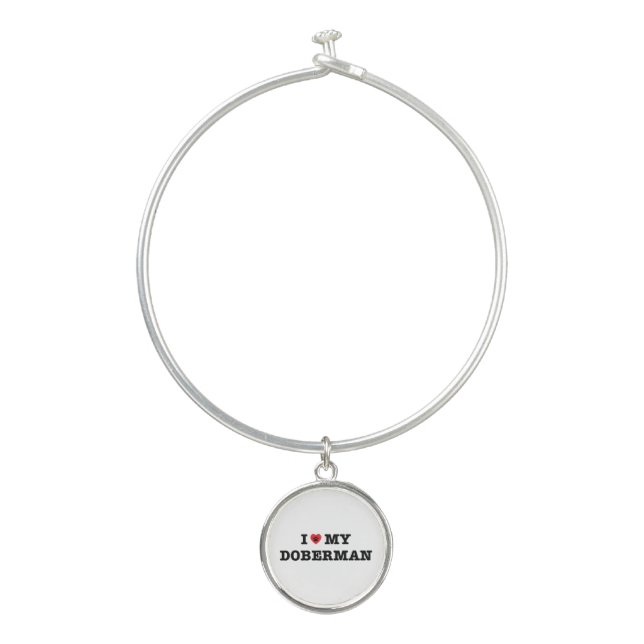 I Heart My Doberman Bangle Bracelet (Front)