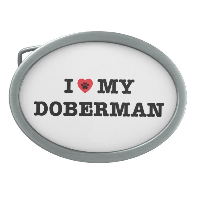 I Heart My Doberman Belt Buckle (Front)