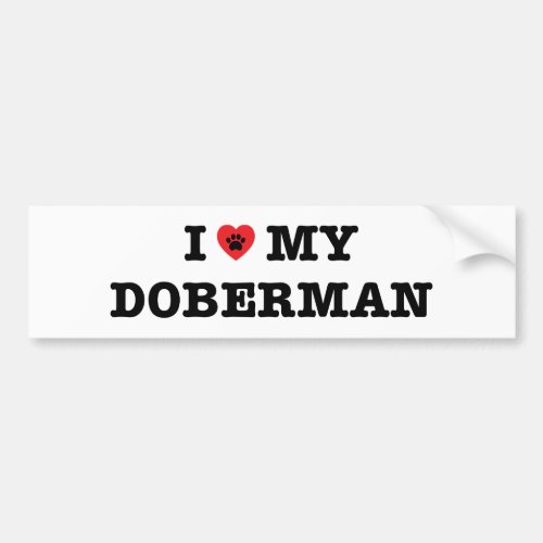 I Heart My Doberman Bumper Sticker