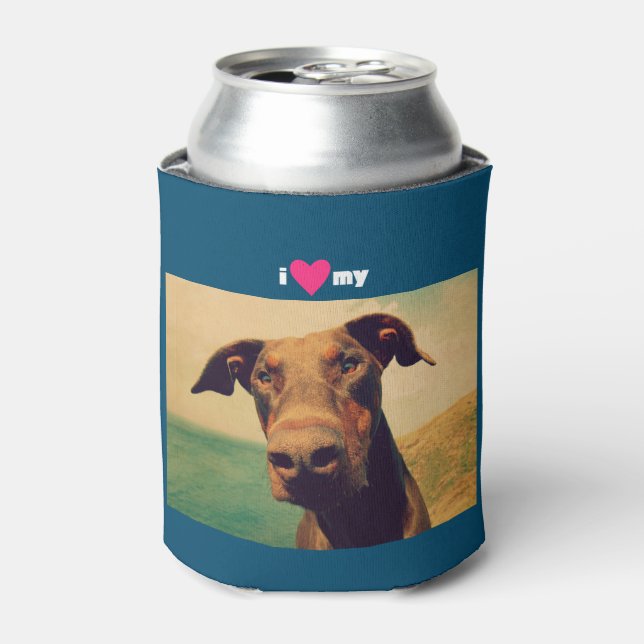 I Heart My Doberman Can Cooler (Can Front)