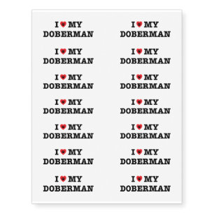 I Heart My Doberman Temporary Tattoos