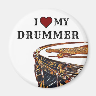 I *HEART* MY DRUMMER Snare Drum Drumstick Drumming Magnet