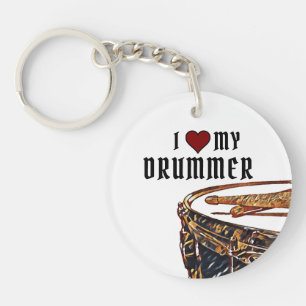 I *HEART* MY DRUMMER Snare Drum Sticks Drumming  K Keychain