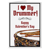 I HEART MY DRUMMER Valentine Card Snare Drum Stick (Front)