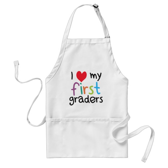 I Heart My First Graders Teacher Love Adult Apron (Front)