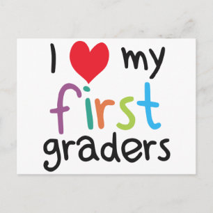 I Heart My First Graders Teacher Love Postcard