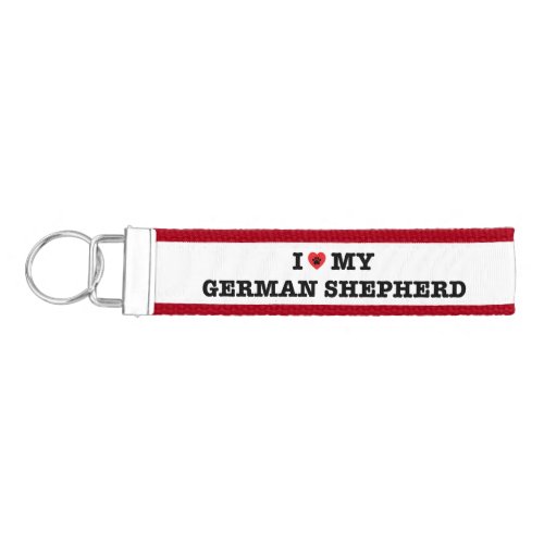 I Heart My German Shepherd Wrist Keychain