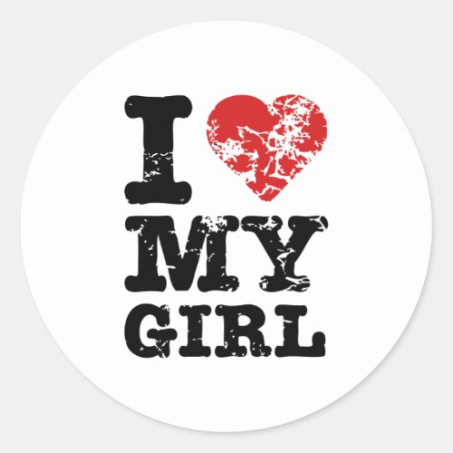 I Heart My Girl Classic Round Sticker