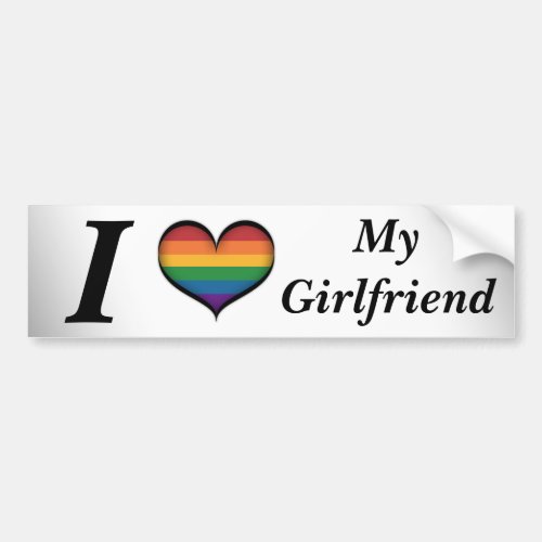 I Heart My Girlfriend Lesbian Pride Typography Bumper Sticker