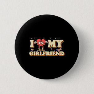 I Heart My Girlfriend Love Valentine Groovy Couple Button