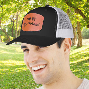 I Heart My Girlriend Retro Love & Romance Leather Patch Hat