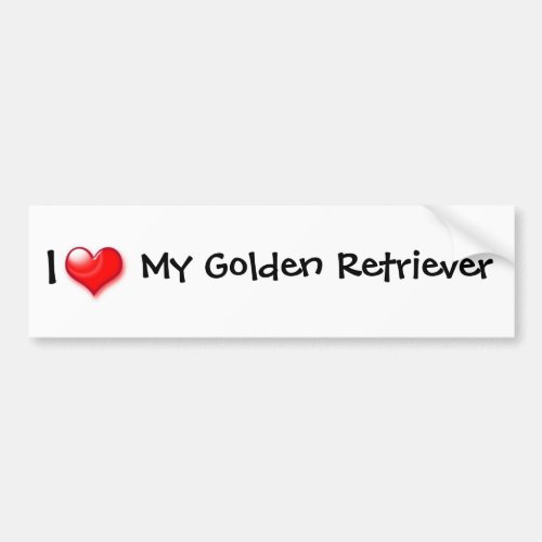 I Heart My Golden Retriever Bumper Sticker