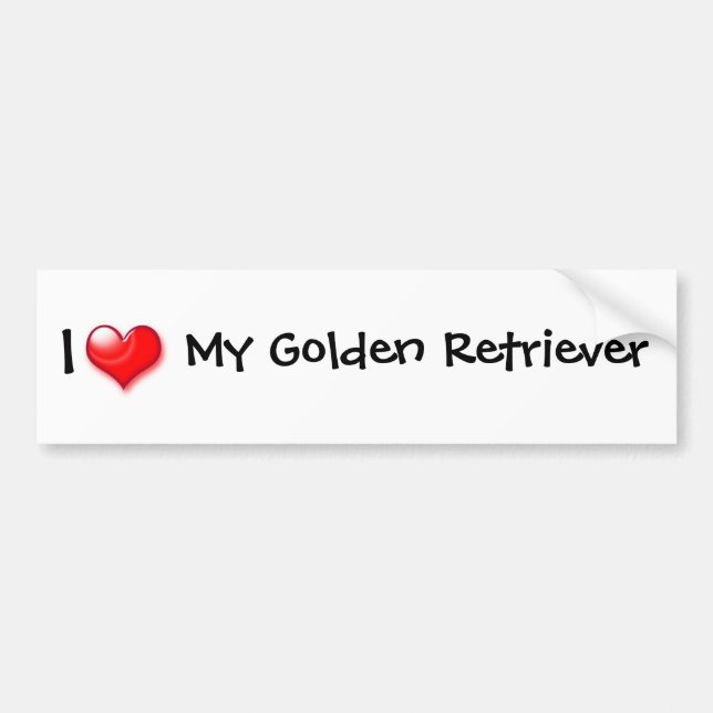 I Heart My Golden Retriever Bumper Sticker (Front)