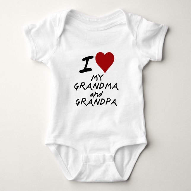 i heart my grandma and grandpa baby bodysuit (Front)