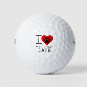 I HEART MY GREAT DANE GOLF BALLS