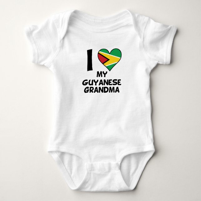 I Heart My Guyanese Grandma Baby Bodysuit (Front)