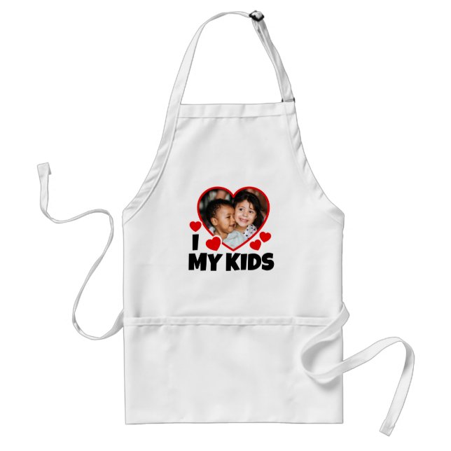 I Heart My Kids Personalized Photo Adult Apron (Front)