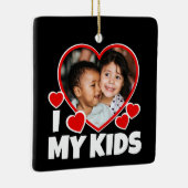 I Heart My Kids Personalized Photo Ceramic Ornament (Right)