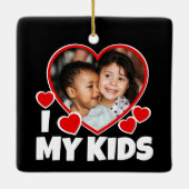 I Heart My Kids Personalized Photo Ceramic Ornament (Back)