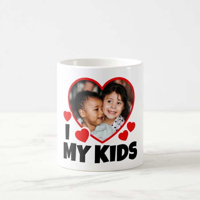 I Heart My Kids Personalized Photo Coffee Mug (Center)