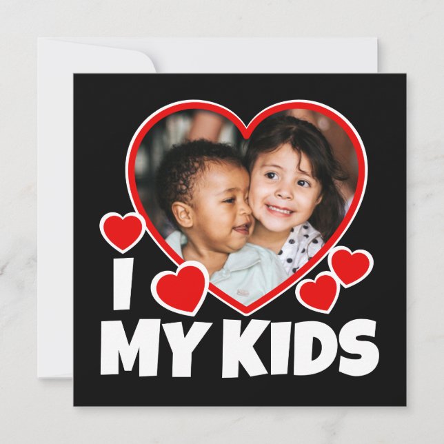 I Heart My Kids Personalized Photo Flat Card (Front)