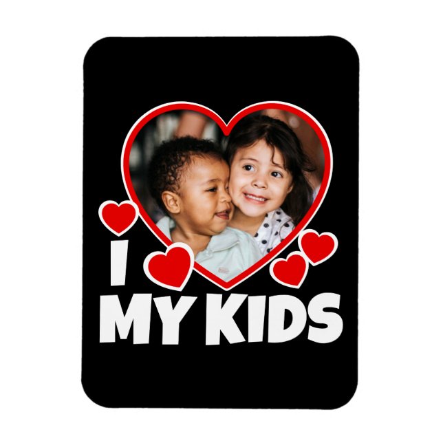 I Heart My Kids Personalized Photo Flexible Magnet (Vertical)