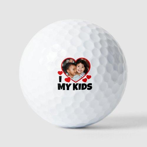I Heart My Kids Personalized Photo Golf Balls